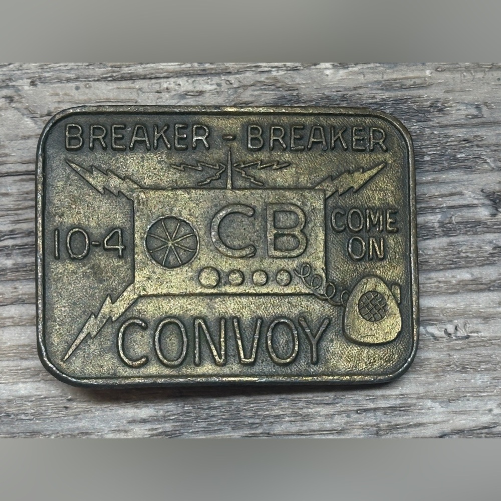 Vintage CB Radio Convoy Trucker Belt Buckle Breaker Breaker 10-4